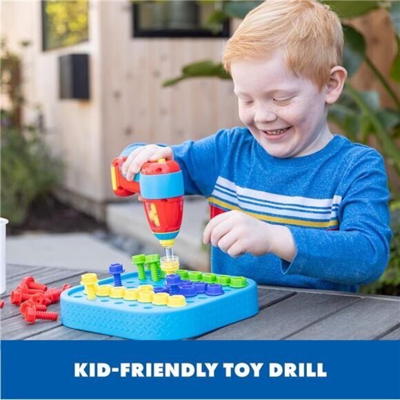 Kids Design & Drill‎ Bolt-It Bucket with Electric Drill Toy, 56 Pieces, STEM Toy - Picture 2 of 6